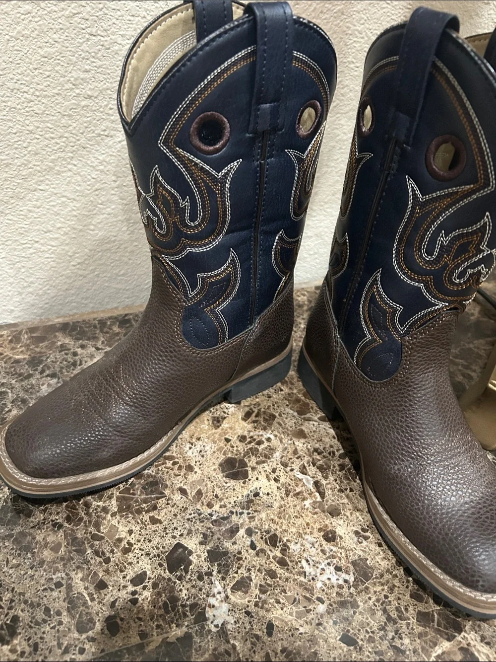 Magellan Outdoors Brown and Navy Western Work Boots